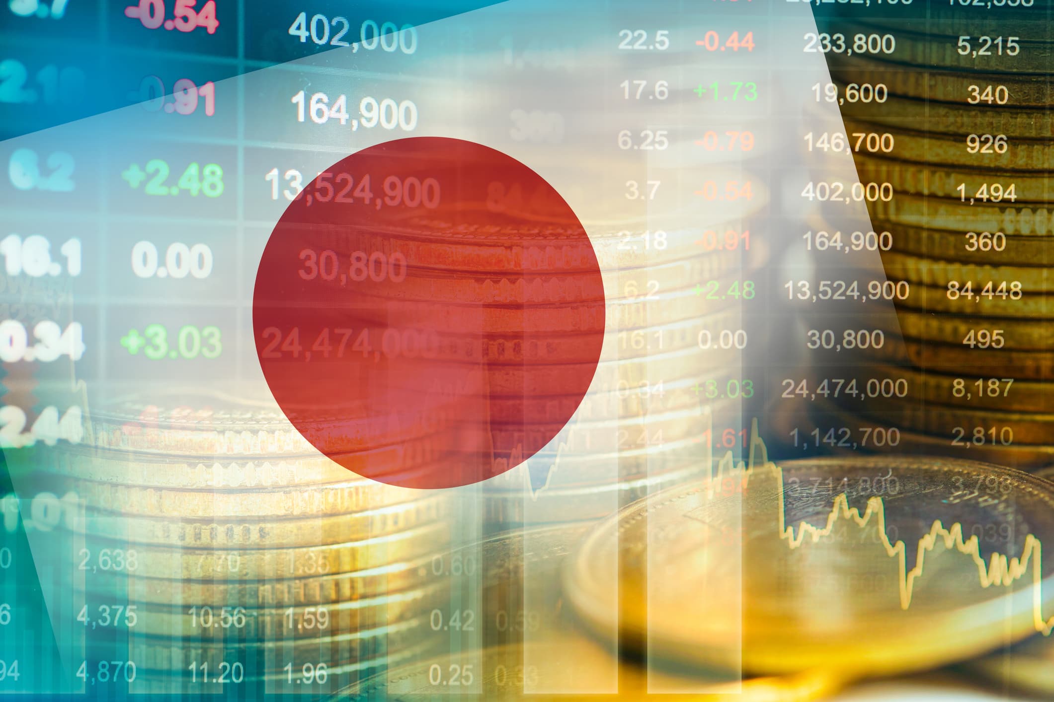 An image visualizing the 'Lost Decades' described in the article. It depicts a graph of the Japanese Nikkei stock index and real estate prices, showing a massive, sharp peak in the late 1980s followed by a long, flat plateau. Superimposed on the graph are the stylized silhouettes of Japanese salarymen and industrial machinery, fading into a background of debt documents. This symbolizes the transition from an export-driven industrial power to a 'captive economy' burdened by generational debt and non-performing assets, illustrating the shift from productivity to speculative financial survival.