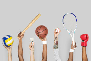 A split illustration depicting the contrasting lifestyles on a college campus: a library filled with students studying and a stadium where a student-athlete is competing in a high-stakes game