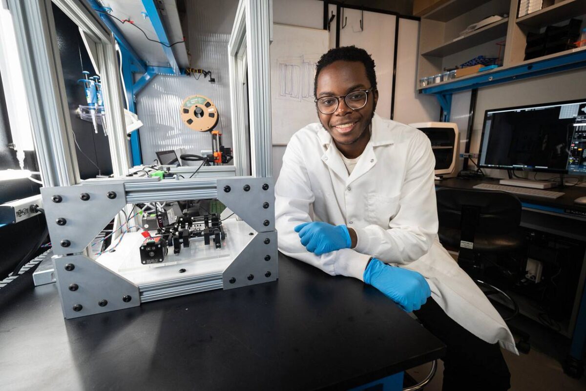 Computer science graduate student working in a high-tech university engineering lab at Carnegie Mellon University